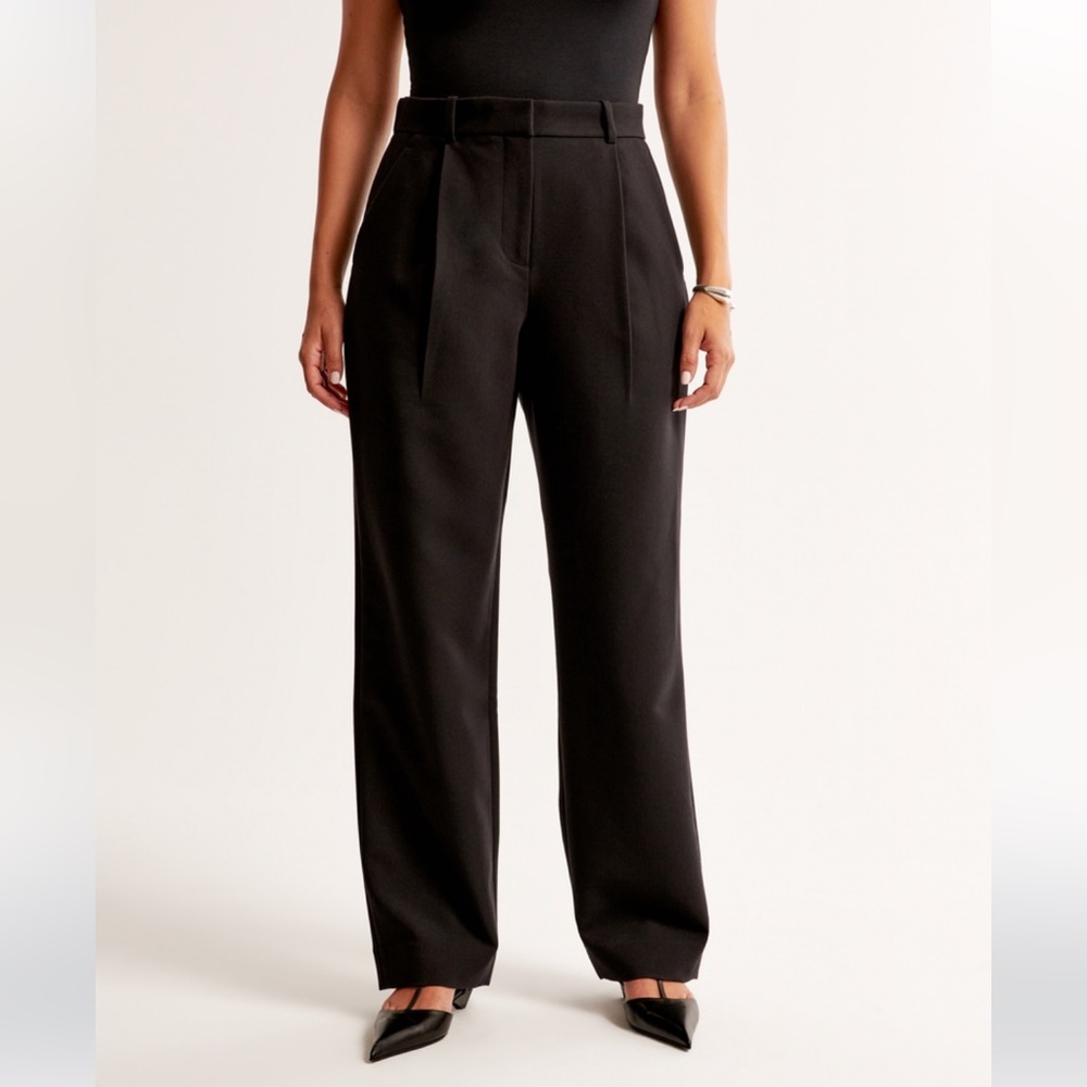 Abercrombie & Fitch Black Sloane Trousers Wide-Leg Sophistication